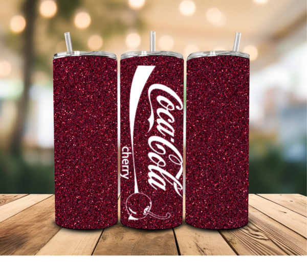 Glitter Cherry Coca Cola Tumbler