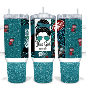 Cherry Dr Pepper Zero Sugar Glitter Tumbler