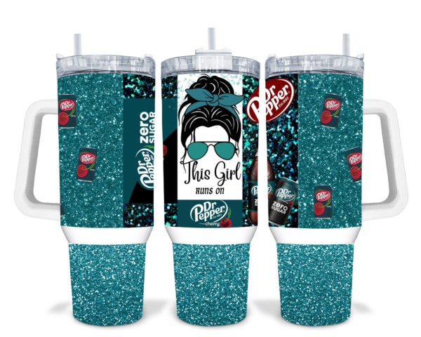 Cherry Dr Pepper Zero Sugar Glitter Tumbler